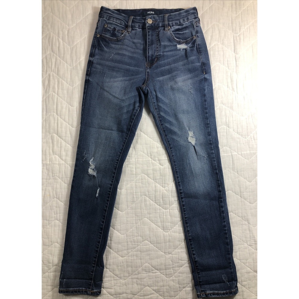 Aeropostale Jeans Women's Size 8 Mid/High Rise Curvy Skinny Distressed‎ Grunge